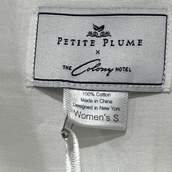 Petite Plume x The Colony Hotel 2 pcs White Cotton Green Piping PJ size S - Picture 9 of 16